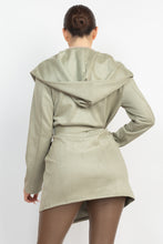 Load image into Gallery viewer, Suede Hooded Waist-tie Belt Jacket